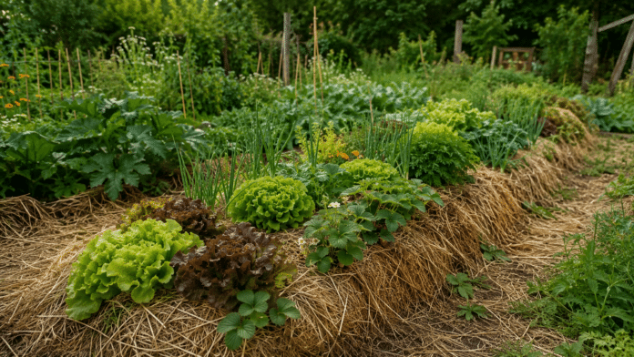 Culture sur butte au potager bio Butte de potager en permaculture plantee de legumes varies